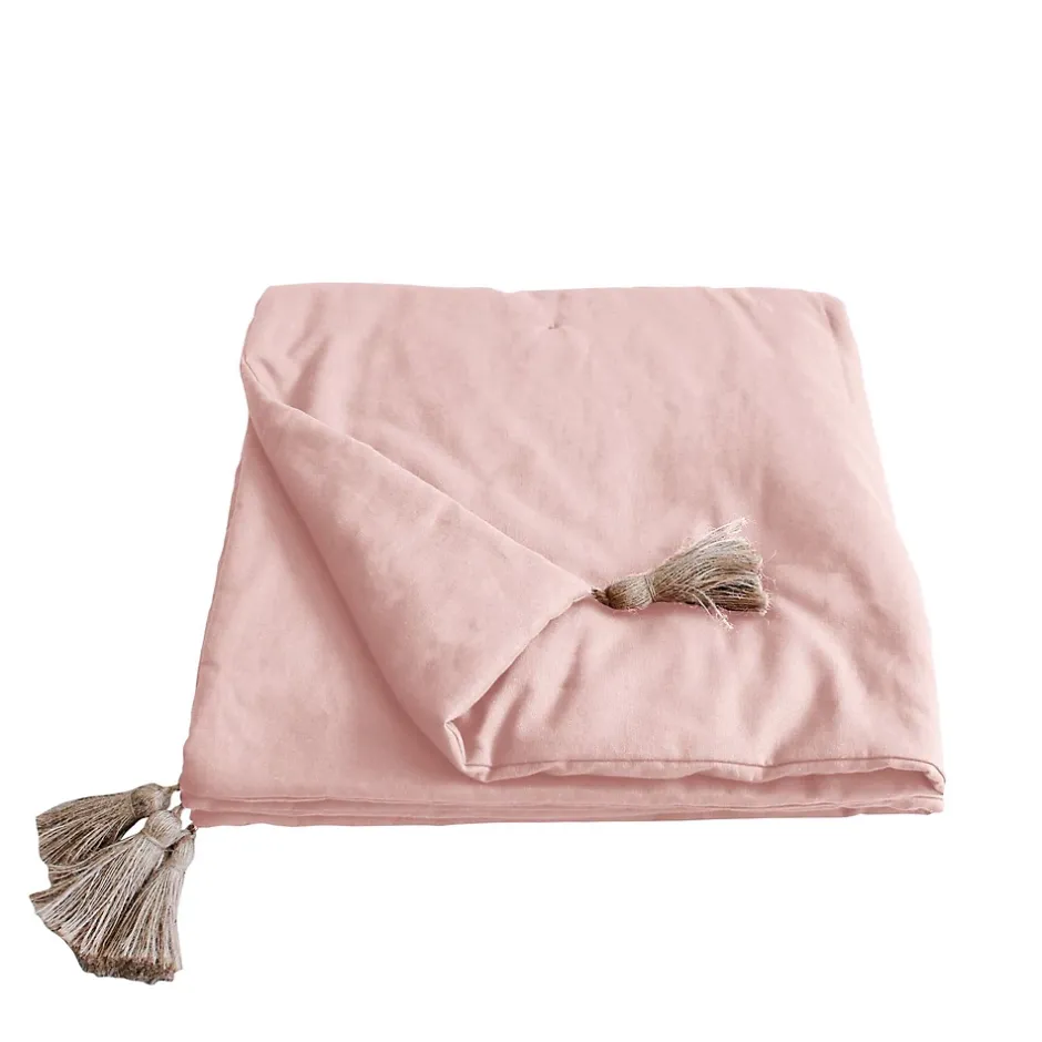 Enjoy Home Edredon Panama avec pompons en jute (90x190 cm - Vieux rose) Discount