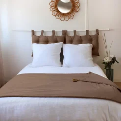 Home Maison Edredon Panama avec pompons en jute (90x190 cm - Taupe) Best