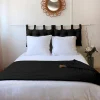 Home Maison Edredon Panama avec pompons en jute (90x190 cm - Noir) Clearance