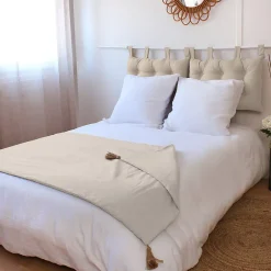 Home Maison Edredon Panama avec pompons en jute (90x190 cm - Ecru) Outlet