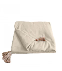Home Maison Edredon Panama avec pompons en jute (90x190 cm - Ecru) Outlet