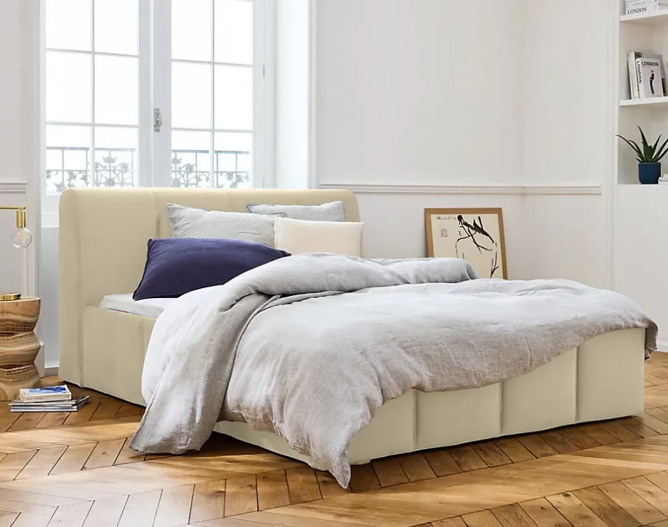 Lisa Design Elysia - lit coffre - 140x190 - en velours - sommier inclus - Sale