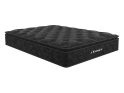 Vente-unique Ensemble 160 x 200 cm cadre à lattes + matelas ressorts ensachés surmatelas intégré ép.28cm - BLACK DREAM de YSMÉE Outlet