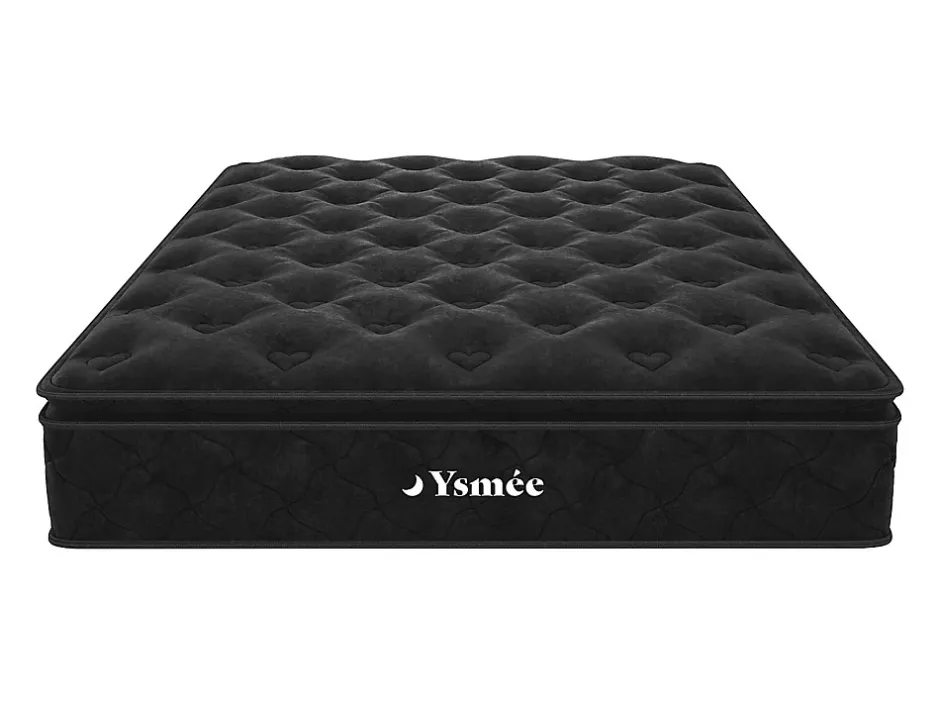 Vente-unique Ensemble 160 x 200 cm cadre à lattes + matelas ressorts ensachés surmatelas intégré ép.28cm - BLACK DREAM de YSMÉE Outlet
