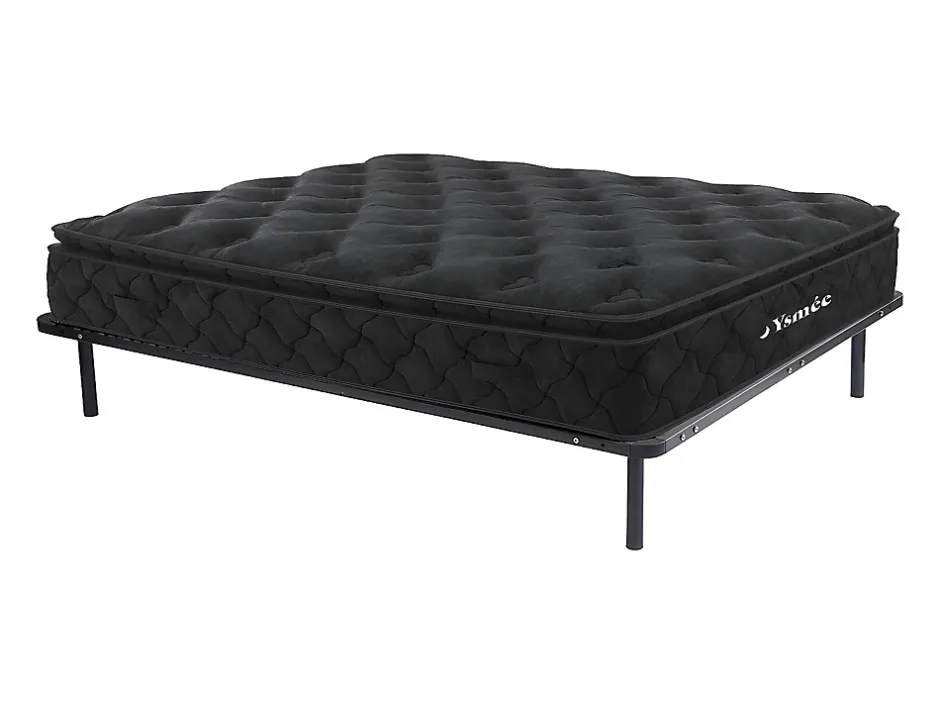 Vente-unique Ensemble 160 x 200 cm cadre à lattes + matelas ressorts ensachés surmatelas intégré ép.28cm - BLACK DREAM de YSMÉE Outlet