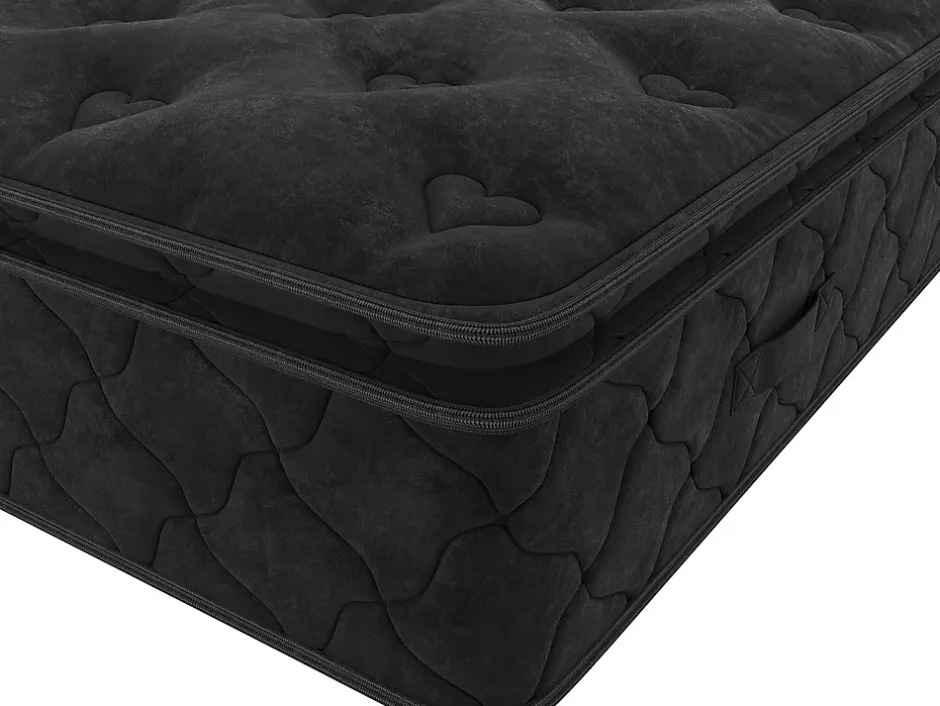 Vente-unique Ensemble 160 x 200 cm cadre à lattes + matelas ressorts ensachés surmatelas intégré ép.28cm - BLACK DREAM de YSMÉE Outlet