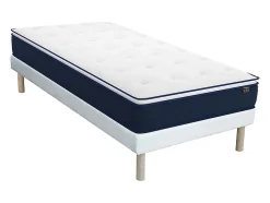 Vente-unique Ensemble 90 x 190 cm sommier + matelas ressorts ensachés et surmatelas intégré ép.24cm - ALTIER de YSMÉE