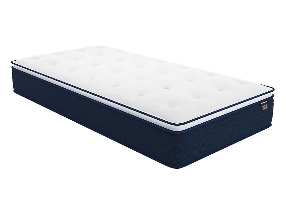 Vente-unique Ensemble 90 x 190 cm sommier + matelas ressorts ensachés et surmatelas intégré ép.24cm - ALTIER de YSMÉE