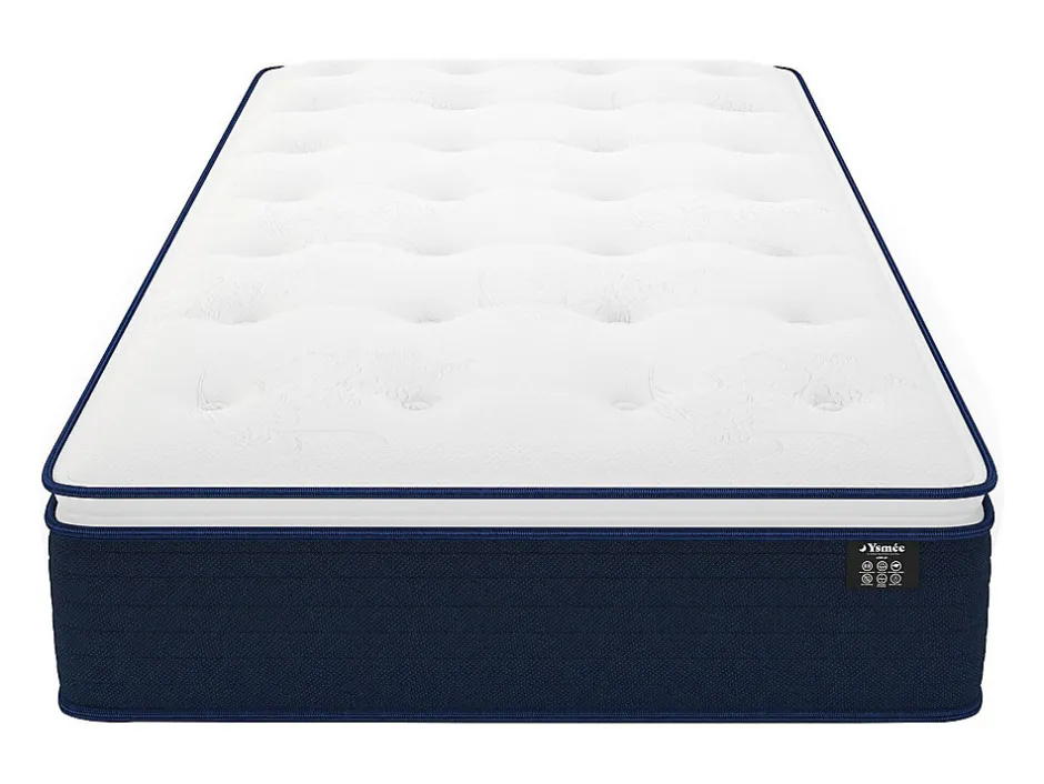 Vente-unique Ensemble 90 x 190 cm sommier + matelas ressorts ensachés et surmatelas intégré ép.24cm - ALTIER de YSMÉE
