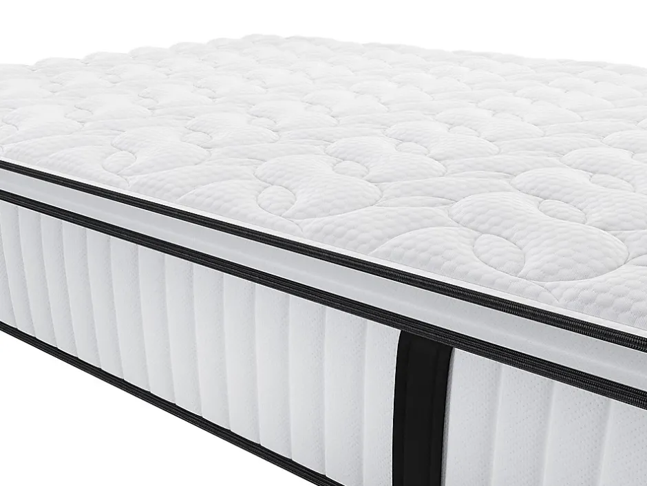 Vente-unique Ensemble 140 x 190 cm sommier + matelas anti-feu ressorts ensachés et surmatelas intégré ép.28 cm - DELICE de YSMÉE HÔTEL Outlet