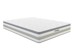 Vente-unique Ensemble 140 x 190 cm sommier coffre blanc + matelas ressorts ensachés et surmatelas intégré ép.29cm - CANTERBURY de YSMÉE