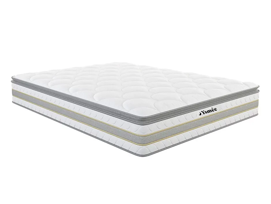 Vente-unique Ensemble 140 x 190 cm sommier coffre blanc + matelas ressorts ensachés et surmatelas intégré ép.29cm - CANTERBURY de YSMÉE