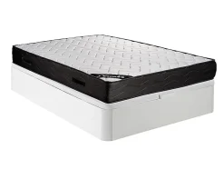 Vente-unique Ensemble 160 x 200 cm sommier coffre blanc + matelas ressorts ensachés 7 zones et mémoire de forme ép.24cm - MERISI de YSMÉE