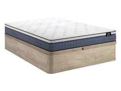 Vente-unique Ensemble 160 x 200 cm sommier coffre naturel clair + matelas ressorts ensachés 7 zones et accueil gel à mémoire de forme ép.23cm -