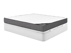 Vente-unique Ensemble 180 x 200 cm sommier coffre blanc + matelas hybride ressorts ensachés 7 zones et mousse haute résilience ép.26cm - AUDACE New