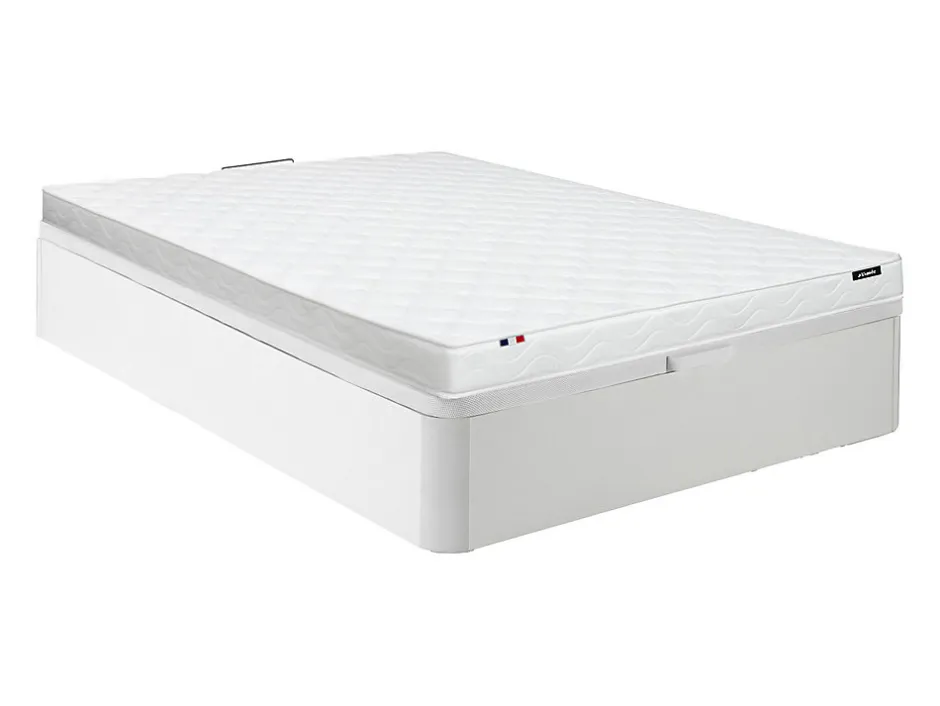 Vente-unique Ensemble 140 x 190 cm sommier coffre blanc + matelas mousse ép.15cm - ZEUS de YSMÉE
