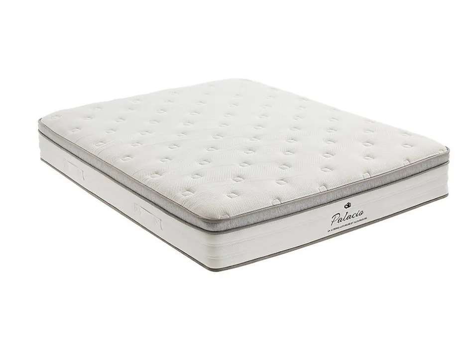 Vente-unique Ensemble 140 x 190 cm sommier coffre blanc + matelas ressorts ensachés 7 zones accueil TPE ép.28cm - ONEBIA de PALACIO