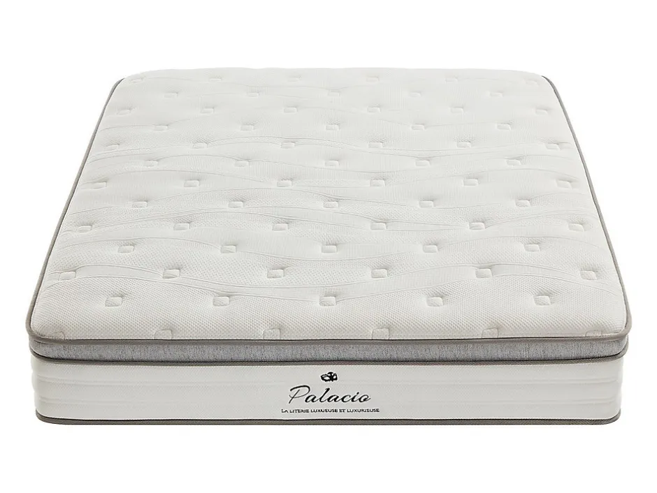 Vente-unique Ensemble 140 x 190 cm sommier coffre blanc + matelas ressorts ensachés 7 zones accueil TPE ép.28cm - ONEBIA de PALACIO