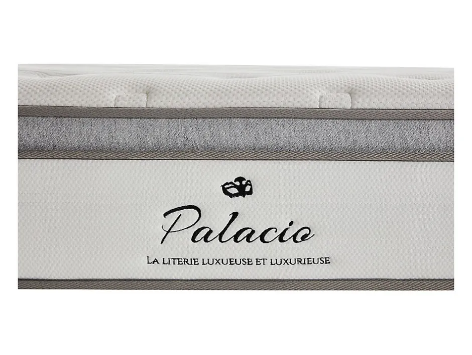 Vente-unique Ensemble 140 x 190 cm sommier coffre blanc + matelas ressorts ensachés 7 zones accueil TPE ép.28cm - ONEBIA de PALACIO
