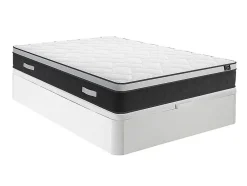 Vente-unique Ensemble 160 x 200 cm sommier coffre blanc + matelas hybride ressorts ensachés et mémoire de forme ép.25cm - ASTRIA Art Collection