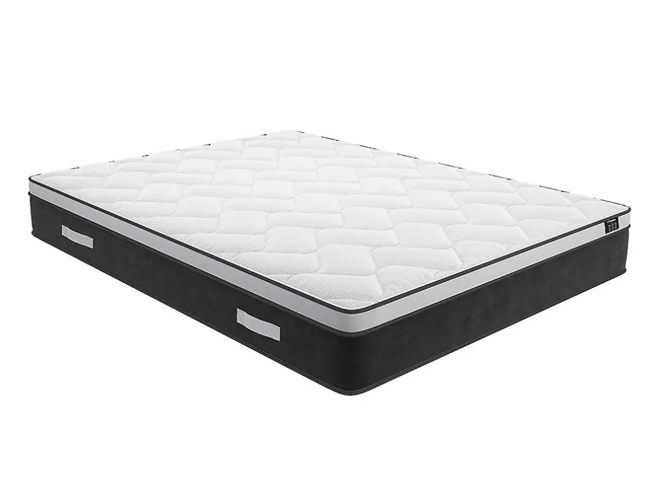 Vente-unique Ensemble 160 x 200 cm sommier coffre blanc + matelas hybride ressorts ensachés et mémoire de forme ép.25cm - ASTRIA Art Collection