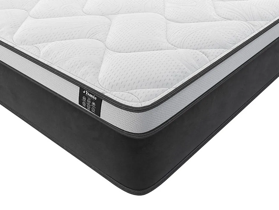 Vente-unique Ensemble 160 x 200 cm sommier coffre blanc + matelas hybride ressorts ensachés et mémoire de forme ép.25cm - ASTRIA Art Collection