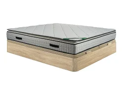 Vente-unique Ensemble 180 x 200 cm sommier coffre naturel clair + matelas mousse et coutil bambou ép.23cm - ADANA de NATUREA