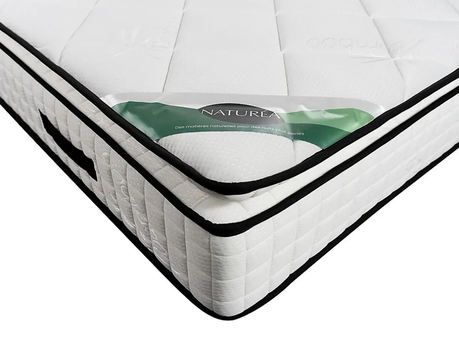 Vente-unique Ensemble 180 x 200 cm sommier coffre naturel clair + matelas mousse et coutil bambou ép.23cm - ADANA de NATUREA