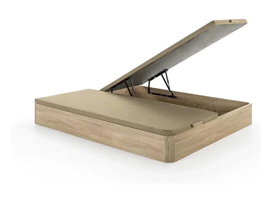 Vente-unique Ensemble 180 x 200 cm sommier coffre naturel clair + matelas ressorts ensachés 7 zones et accueil gel à mémoire de forme ép.23cm - New