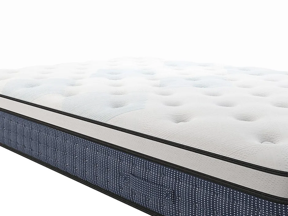 Vente-unique Ensemble 180 x 200 cm sommier coffre naturel clair + matelas ressorts ensachés 7 zones et accueil gel à mémoire de forme ép.23cm - New