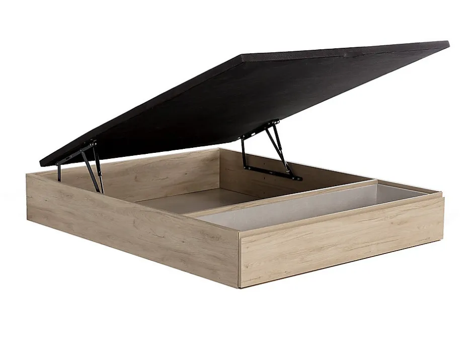 Vente-unique Ensemble 160 x 200 cm sommier coffre avec tiroir naturel clair + matelas mousse HD mémoire de forme et tissu 3D respirant ép.18cm