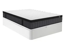 Vente-unique Ensemble 160 x 200 cm sommier coffre blanc + matelas hybride ressorts ensachés 7 zones et gel à mémoire de forme ép.25cm - TOLCA Outlet