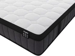 Vente-unique Ensemble 160 x 200 cm sommier coffre blanc + matelas hybride ressorts ensachés 7 zones et gel à mémoire de forme ép.25cm - TOLCA Outlet