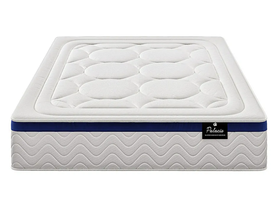 Vente-unique Ensemble 180 x 200 cm sommier coffre naturel clair + matelas hybride ressorts ensachés ép.30cm - MARQUIS de PALACIO
