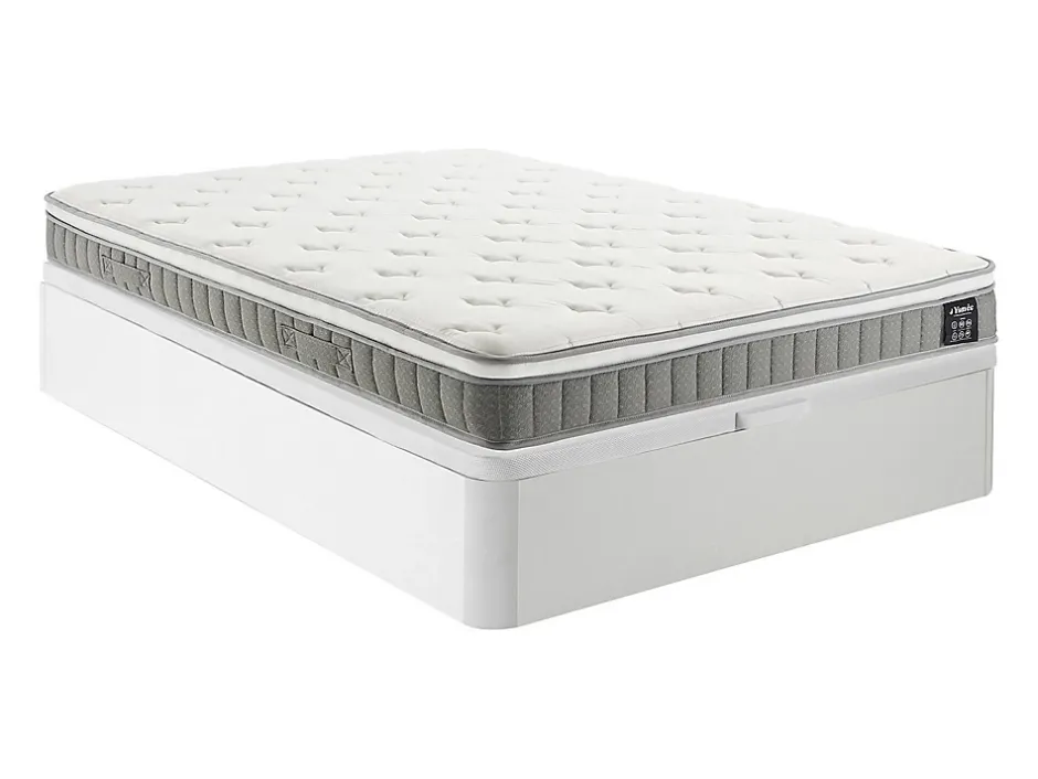 Vente-unique Ensemble 140 x 190 cm sommier coffre blanc + matelas ressorts ensachés et accueil mémoire de forme ép.21cm - VITOGO de YSMÉE Sale