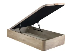 Vente-unique Ensemble 90 x 190 cm sommier coffre naturel clair + matelas mousse et coutil bambou ép.15cm - KANANI de NATUREA
