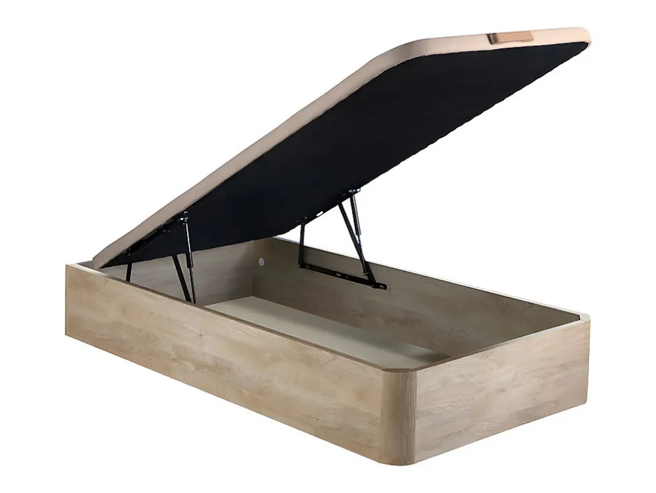 Vente-unique Ensemble 90 x 190 cm sommier coffre naturel clair + matelas mousse et coutil bambou ép.15cm - KANANI de NATUREA
