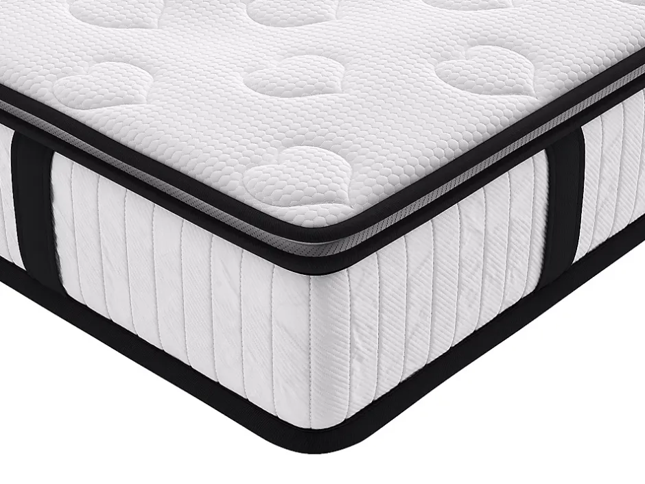 Vente-unique Ensemble 140 x 190 cm sommier coffre naturel clair + matelas ressorts ensachés surmatelas intégré ép.28cm - AMERICAN DREAM de Hot