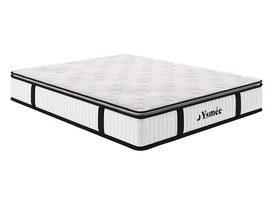 Vente-unique Ensemble 140 x 190 cm sommier coffre naturel clair + matelas ressorts ensachés surmatelas intégré ép.28cm - AMERICAN DREAM de Hot