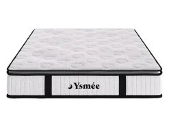 Vente-unique Ensemble 140 x 190 cm sommier coffre naturel clair + matelas ressorts ensachés surmatelas intégré ép.28cm - AMERICAN DREAM de Hot