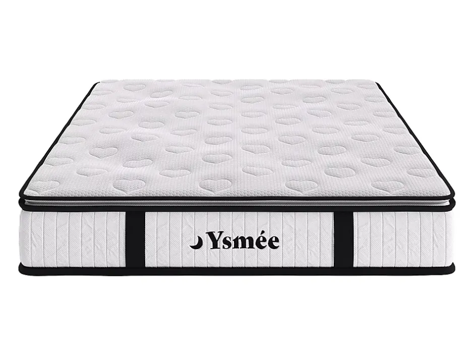 Vente-unique Ensemble 140 x 190 cm sommier coffre naturel clair + matelas ressorts ensachés surmatelas intégré ép.28cm - AMERICAN DREAM de Hot