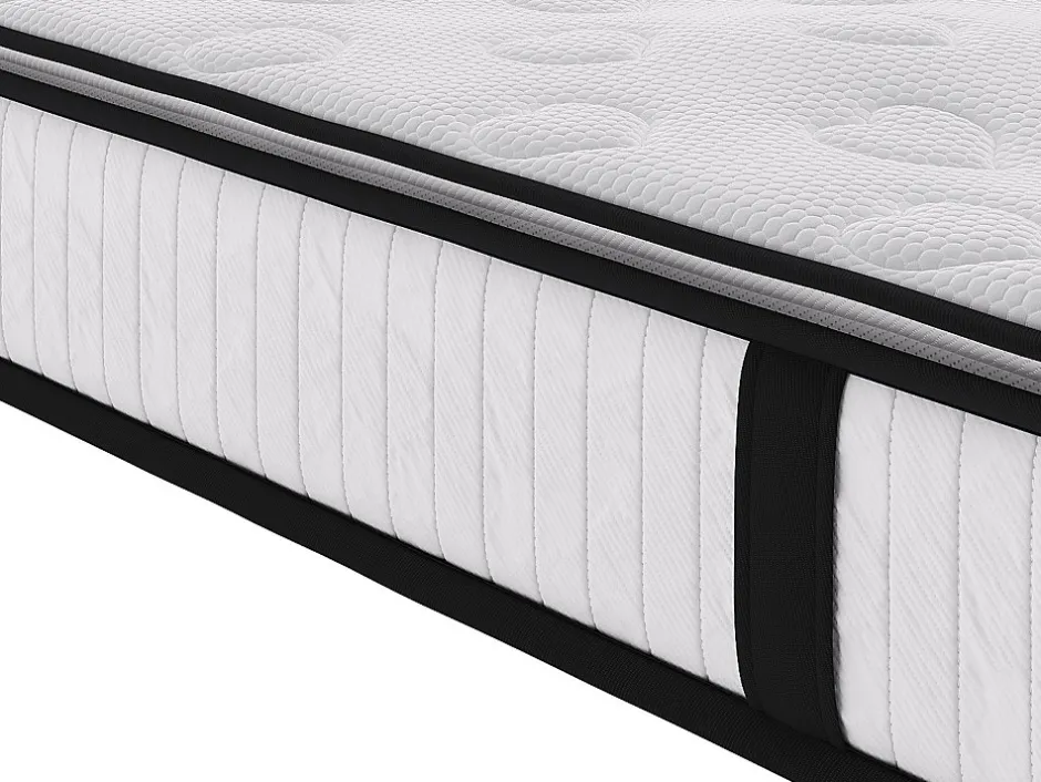 Vente-unique Ensemble 140 x 190 cm sommier coffre naturel clair + matelas ressorts ensachés surmatelas intégré ép.28cm - AMERICAN DREAM de Hot