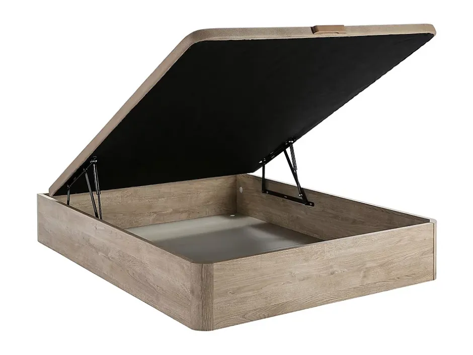 Vente-unique Ensemble 140 x 190 cm sommier coffre naturel clair + matelas ressorts ensachés surmatelas intégré ép.28cm - AMERICAN DREAM de Hot
