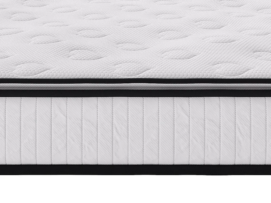 Vente-unique Ensemble 140 x 190 cm sommier coffre naturel clair + matelas ressorts ensachés surmatelas intégré ép.28cm - AMERICAN DREAM de Hot