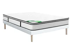 Vente-unique Ensemble 160 x 200 cm sommier tapissier + matelas ressorts ensachés 7 zones surmatelas intégré et coutil bambou ép.26cm - MIREZA Sale