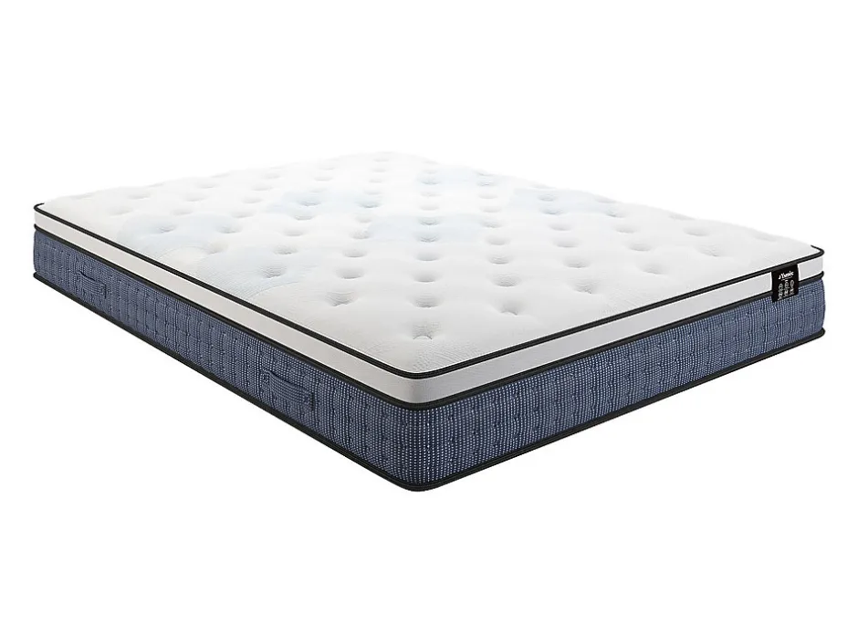 Vente-unique Ensemble 140 x 190 cm sommier tapissier + matelas ressorts ensachés 7 zones et accueil gel à mémoire de forme ép.23cm - VARNO de Sale
