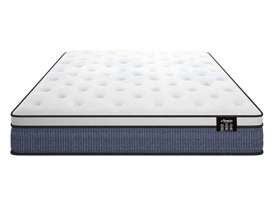 Vente-unique Ensemble 140 x 190 cm sommier tapissier + matelas ressorts ensachés 7 zones et accueil gel à mémoire de forme ép.23cm - VARNO de Sale