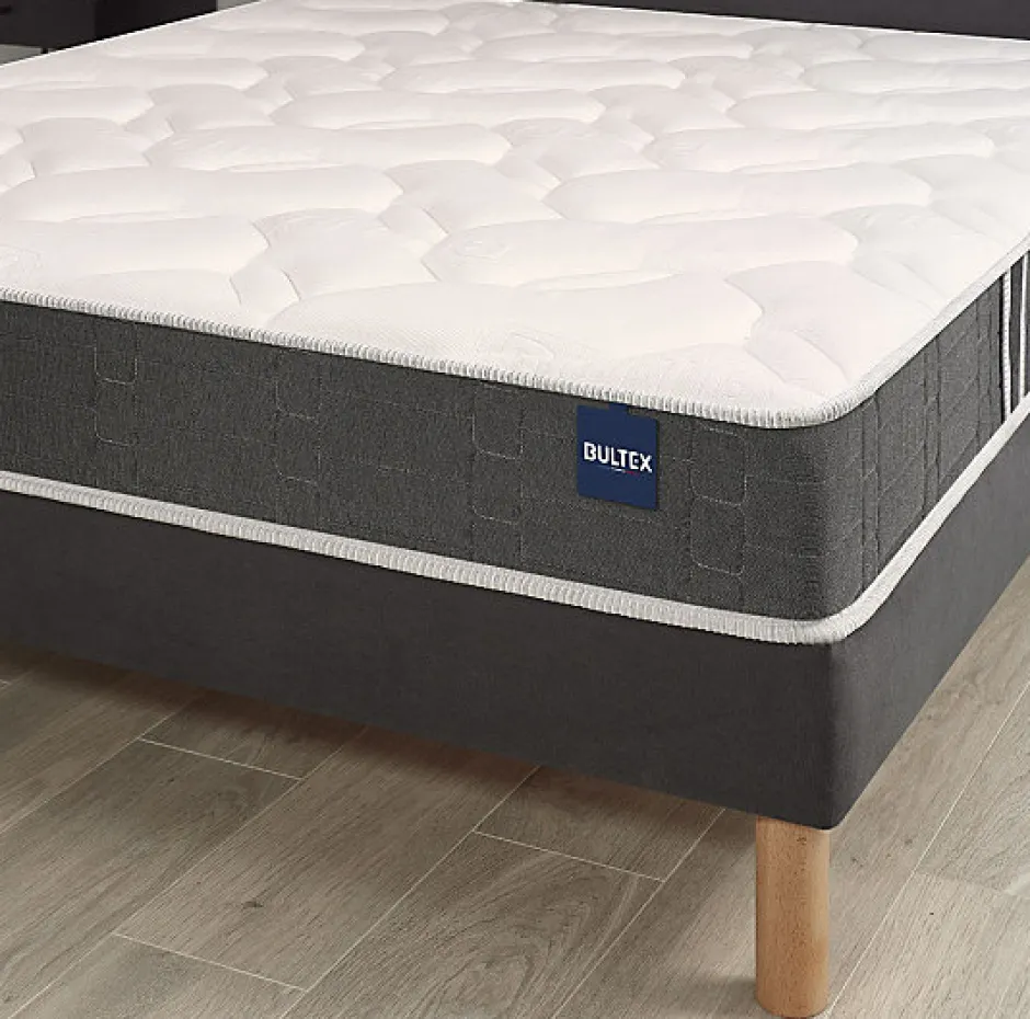 Bultex Ensemble ESSENTIAL + Sommier POWER + pieds 90x200 Mousse Hot