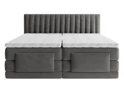 Vente-unique Ensemble complet boxspring tête de lit coutures verticales + sommiers relaxation électrique + matelas + surmatelas - 2 x 80 x 200