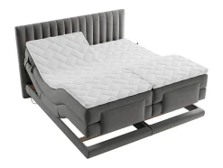 Vente-unique Ensemble complet boxspring tête de lit coutures verticales + sommiers relaxation électrique + matelas + surmatelas - 2 x 80 x 200